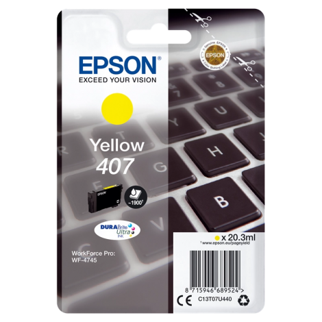 Cartouche d'encre originale Epson 407 jaune - C13T07U440