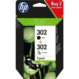 ORIGINAL HP 302 Multipack Noir(e) + 302 Couleur X4D37AE - 3.5ml + 4ml - 190 + 165 pages