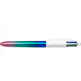 Bic 4 couleurs - Design Chrome dégradé Gradient - Stylo à bille rétractable