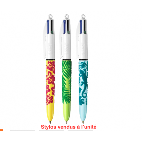 Bic 4 Couleurs Velours - Motif Velours Crabe Orange sur Jaune - Stylo Bille Rétractable