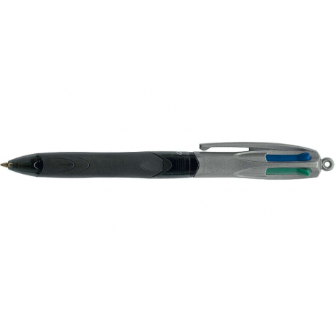 Bic 4 Couleurs Grip Pro - Design Noir et Gris - Stylo à bille rétractable