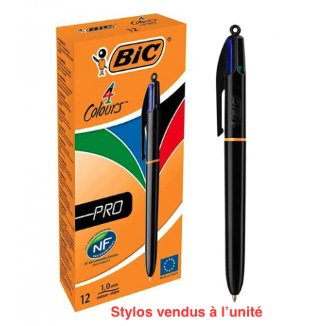 Bic 4 Couleurs PRO - Design Noir - Stylo à bille rétractable