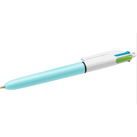 Bic 4 Couleurs Fun - Design Bleu Ciel - Stylo à bille rétractable