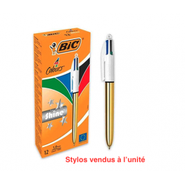 Bic 4 Couleurs Shine - Design métallique Chrome Doré - Stylo à bille rétractable