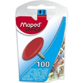 Boîte de 100 punaises MAPED en acier galvanisé 10mm coloris assortis