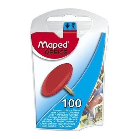 Boîte de 100 punaises MAPED en acier galvanisé 10mm coloris assortis