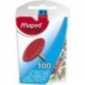 Boîte de 100 punaises MAPED en acier galvanisé 10mm coloris assortis