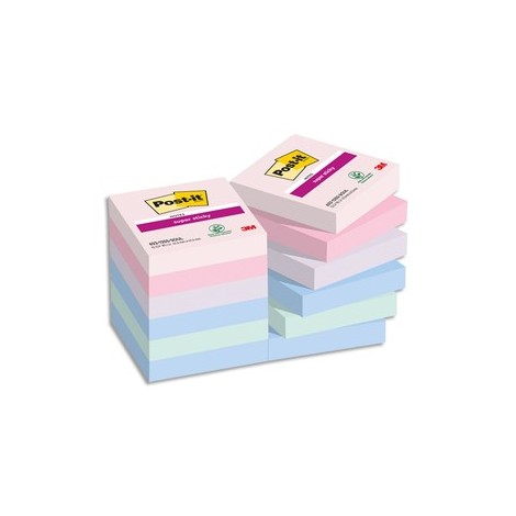 POST-IT® Notes Super Sticky Soulful 47.6 x 47.6 mm. Lot de 12 blocs de 90 F.