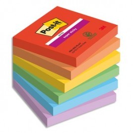 POST-IT® Notes Super Sticky Playful 76x76 mm. 6 blocs, 90F.