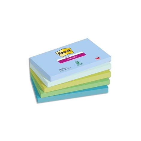 POST-IT® Notes Super Sticky Oasis. 76x127mm. Lot de 5 Blocs de 90 feuilles.