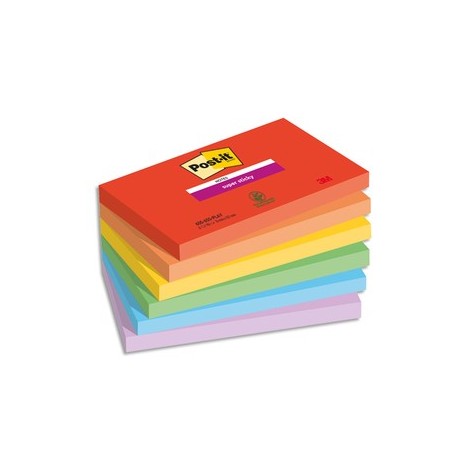 POST-IT® Notes Super Sticky Playful 76 x 127 mm. 6 blocs, 90F.