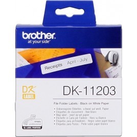 ORIGINAL Brother Etiquettes  DK-11203  Étiquettes onglet Dossier, 17x87mm blanc 300 et / rouleau