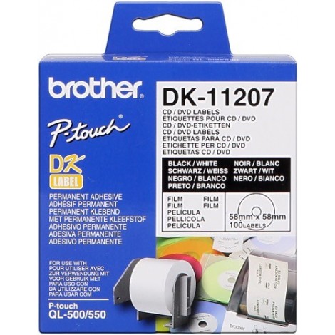 ORIGINAL Brother Etiquettes  DK-11207  Étiquettes de CD / DVD, 58mm blanc 100 et / rouleau