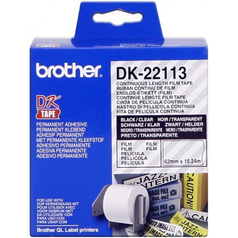 ORIGINAL Brother Etiquettes  DK-22113  Étiquettes en continu, 62mm x 15,24 m transparent