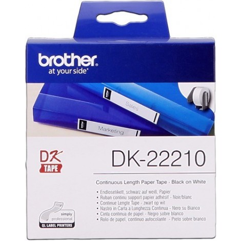 ORIGINAL Brother Etiquettes  DK-22210  Étiquettes en continu, 29mm x 30,48 m blanc