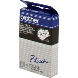 ORIGINAL Brother Ruban Noir sur blanc TC-291  9 mm x 7,7 m, laminé