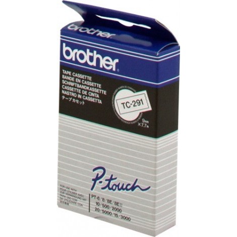 ORIGINAL Brother Ruban Noir sur blanc TC-291  9 mm x 7,7 m, laminé