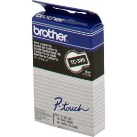 ORIGINAL Brother Ruban Blanc sur noir TC-395  9 mm x 7,7 m, laminé