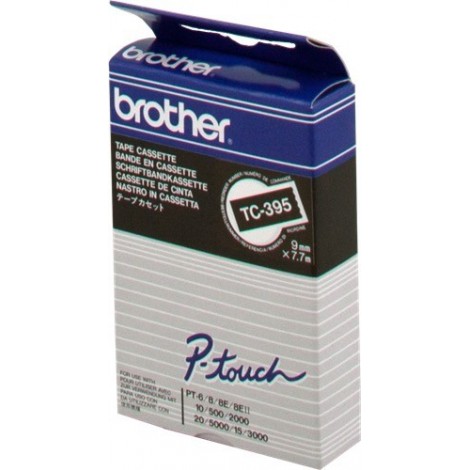 ORIGINAL Brother Ruban Blanc sur noir TC-395  9 mm x 7,7 m, laminé