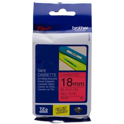 ORIGINAL Brother Ruban Noir sur rouge TZe-441 TZ-441 18 mm x 8 m, laminé