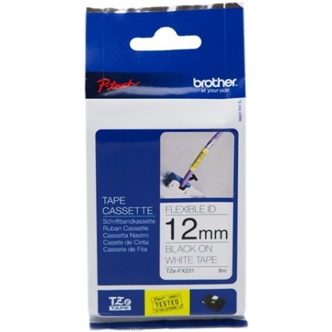 ORIGINAL Brother Ruban Noir sur blanc TZe-FX231 TZ-FX231 12 mm x 8 m