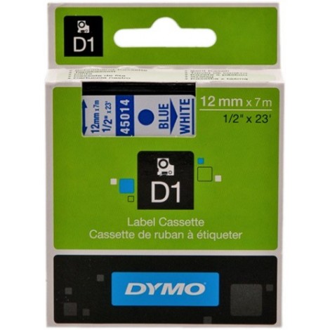 ORIGINAL DYMO Ruban bleu sur blanc S0720540 45014 12mm x 7m, Standard-D1-Ruban