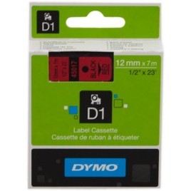 ORIGINAL DYMO Ruban Noir sur rouge S0720570 45017 12mm x 7m, Standard-D1-Ruban