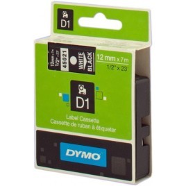 ORIGINAL DYMO Ruban Blanc sur noir S0720610 45021 12mm x 7m, Standard-D1-Ruban