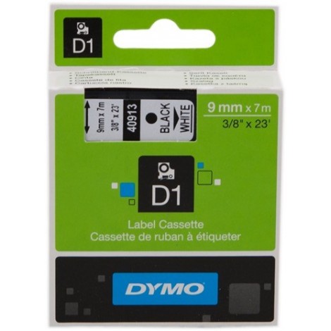 ORIGINAL DYMO Ruban Noir sur blanc S0720680 40913 9mm x 7m, Standard-D1-Ruban