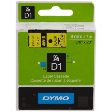 ORIGINAL DYMO Ruban Noir sur jaune S0720730 40918 9mm x 7m, Standard-D1-Ruban