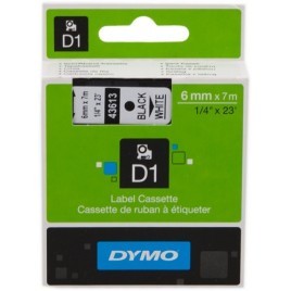 ORIGINAL DYMO Ruban Noir sur blanc S0720780 43613 6mm x 7m, Standard-D1-Ruban