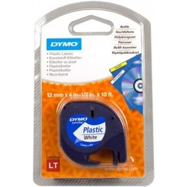 ORIGINAL DYMO Ruban Noir sur blanc S0721660 91221 LetraTAG Ruban adhésif, 12mm x 4m