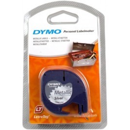 ORIGINAL DYMO Ruban noir sur argent S0721750 91228 Groupe de métal LetraTag, 12mm x 4m