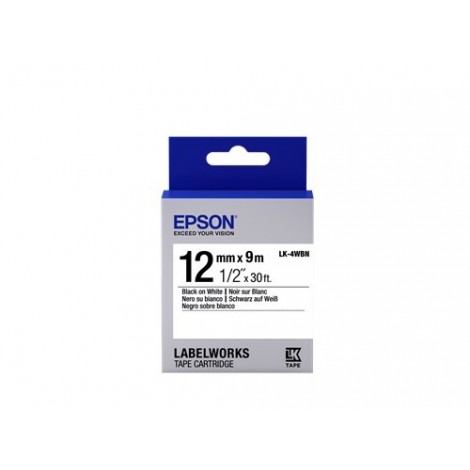 ORIGINAL Epson Ruban Noir sur blanc C53S654021 LK-4WBN 12 mm x 9 m