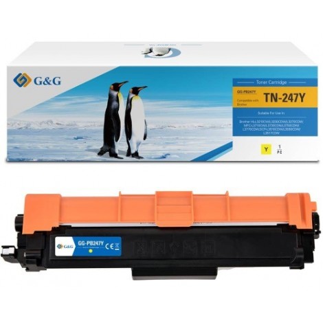 TN-247Y Jaune, Toner compatible BROTHER - 2 300 pages