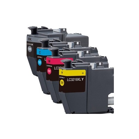 LC-3219XL BK + C + M + Y , PACK 4 cartouches compatibles BROTHER - 3 000 + 3x 1 500 pages