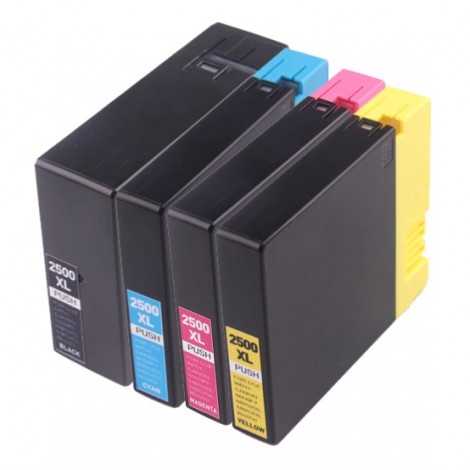 Pack PGI-2500XL Noir + Cyan + Magenta + Jaune, Cartouche compatible CANON - 1x 75ml + 4x 21ml