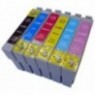 PACK 6 cartouches T0807 Noire + Cyan + Magenta + Jaune + Photo Cyan + Photo Magenta - 6 x 12ml