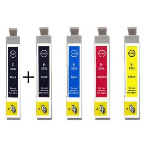 PACK 5 cartouches T2996 XL génériques pour Epson (C13T29964012) - 2 x 17ml + 3 x 13ml