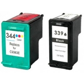 PACK HP 339 Noire + 344 Couleur, Cartouche recyclée HP - 1 x 30ml + 1 x 21ml