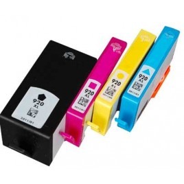 PACK HP 920 XL Noire + Cyan + Magenta + Jaune , Cartouche recyclée HP - 1 x 19ml + 3 x 11ml