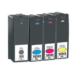 Pack 4 cartouches compatibles Lexmark N° 100 XL Noire + Cyan + Magenta + Jaune - 1 x 25ml + 3 x 14ml