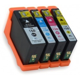 Pack 4 cartouches compatibles Lexmark N° 150 XL 1x Noire + Cyan + Magenta + Jaune - 1 x 28ml + 3 x 15ml