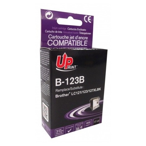 Uprint B-123B Noir, Cartouche compatible BROTHER LC-123BK - 600 pages - 17ml