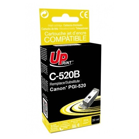 Uprint C-520B Noir, Cartouche rechargée CANON PGI-520BK - 324 pages - 20ml