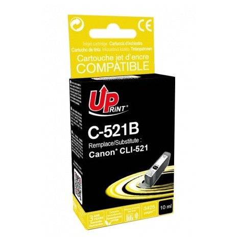 Uprint C-521B Noir, Cartouche rechargée CANON CLI-521BK - 3425 pages - 10ml