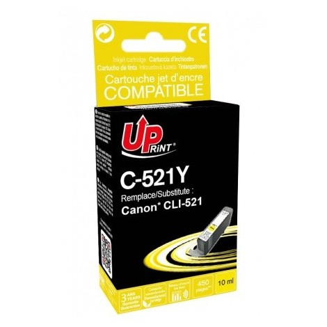 Uprint C-521Y Jaune, Cartouche rechargée CANON CLI-521Y - 450 pages - 10ml