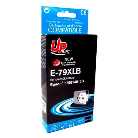 Uprint E-79XLB Noir T7901 XL, Cartouche compatible EPSON T7911/T7901 XL - Tour de Pise - 2600 pages - 50ml