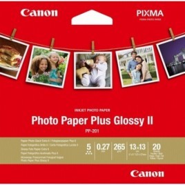 Papier Photo Carré 13x13cm CANON Photo Paper Plus Glossy II 2311B060 (20 feuilles 265g/m2) - PP-201