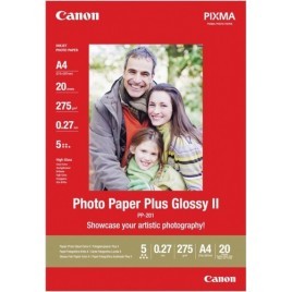 Papier A4 Photo CANON Plus Glossy II (20 feuilles, 21x29,7cm, 265g/m2) - 2311B019